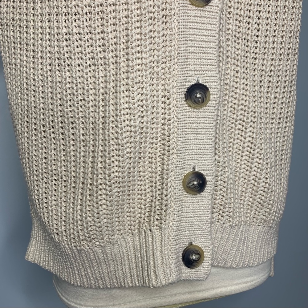 Garnet Hill Cream Chunky Knit Button-Front Cardigan - Picture 6 of 12